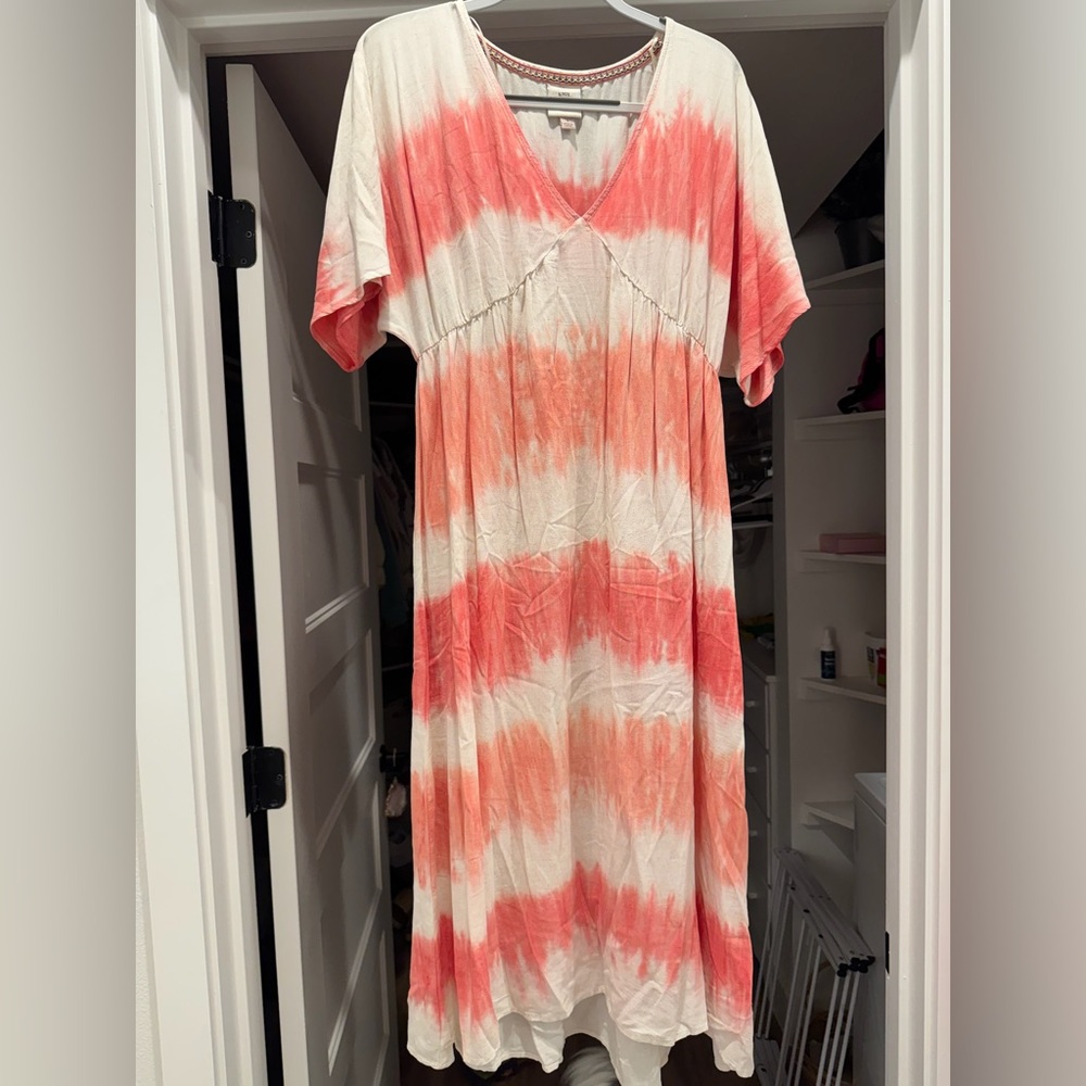 Knox Rose Coral and White Boho Dress